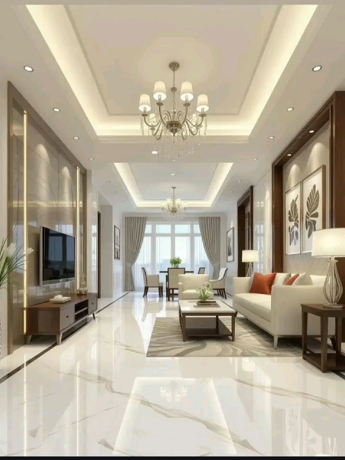 Executive Formal Living Room with Champagne Metal Screen & Wall Mirror #44